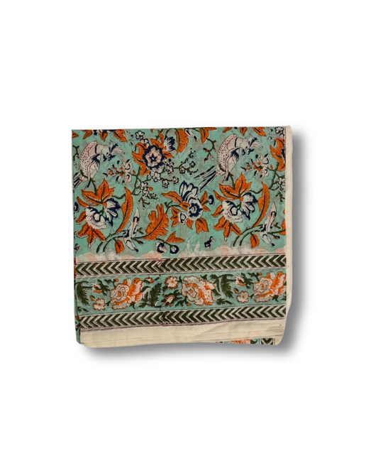 Scarf - White Navy and Orange Floral