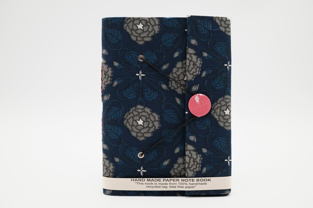 Block Print Rag Notebook - Deep Sea Blooms