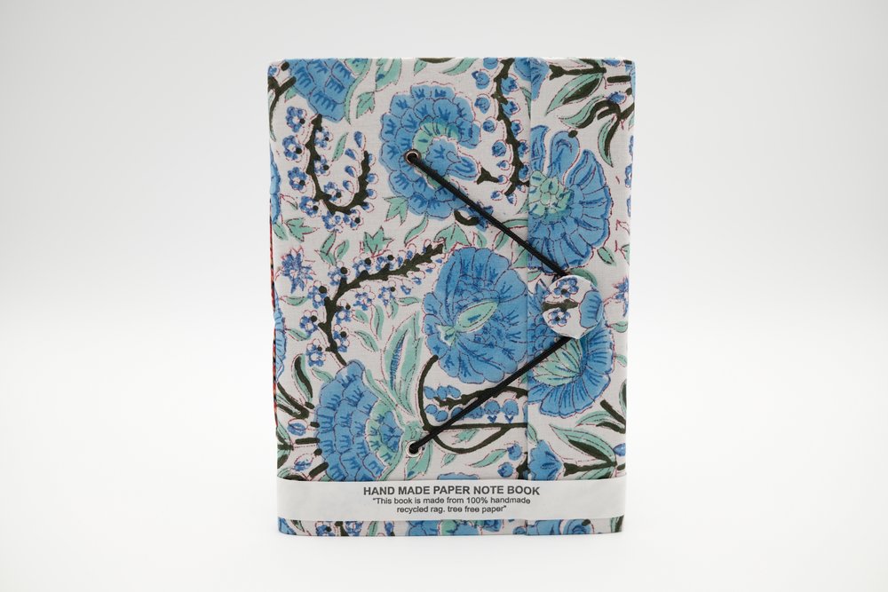 Block Print Rag Notebook - Blue Hibiscus