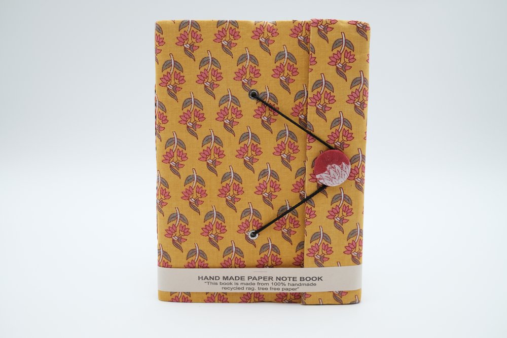 Block Print Rag Notebook - Red Lotus