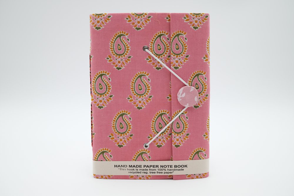 Block Print Rag Notebook - Pink Paisley