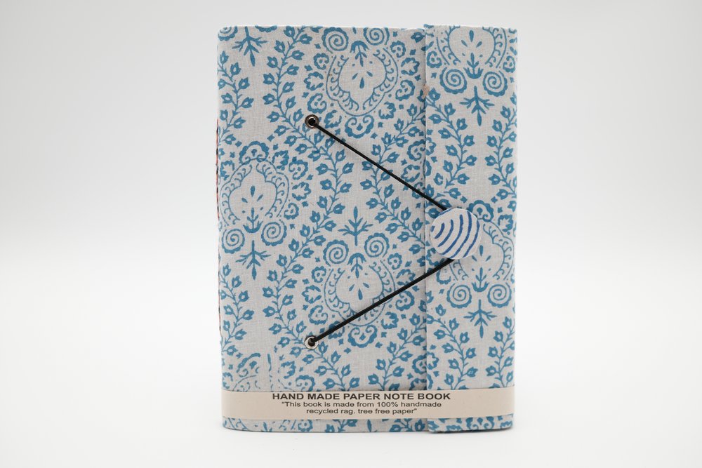 Block Print Rag Notebook - Blue Vine